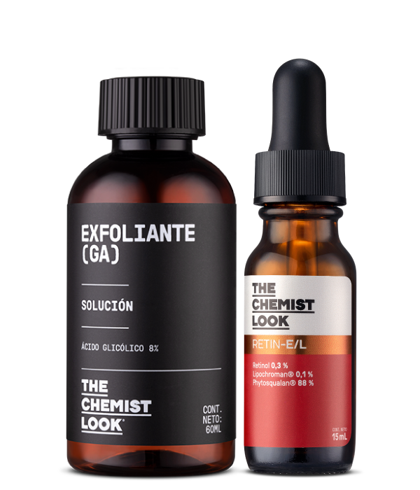 exfoliante acido glicolico 60 mL y serum retinol 15 mL
