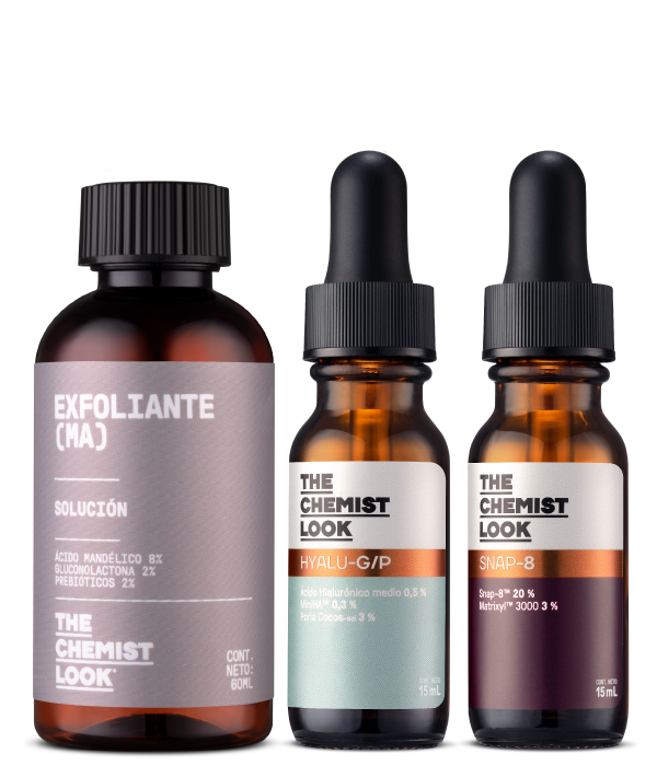exfoliante acido mandelico 60 mL serum acido hialuronico 15 mL y serum acetil oxapeptido-3 15 mL