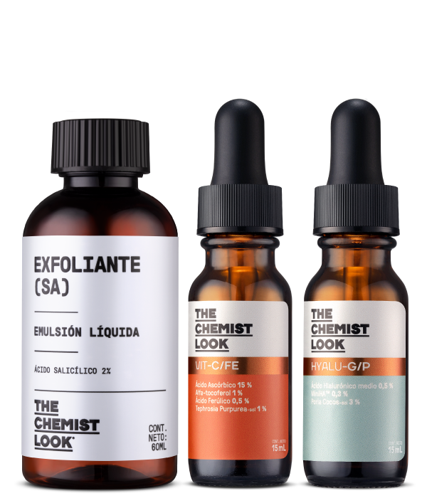 exfoliante acido salicilico 60 mL serum acido hialuronico 15 mL y serum vitamina c 15 mL